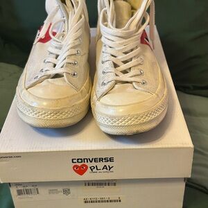 Converse White and Red High-Top Sneakers